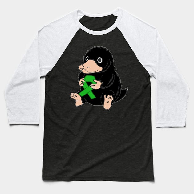 Teddy Holding Green Awareness Ribbon Baseball T-Shirt by CaitlynConnor